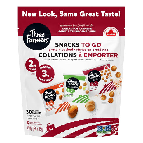 Three Farmers Healthy Variety Snack Packs - Roasted, Never Fried - Protein
