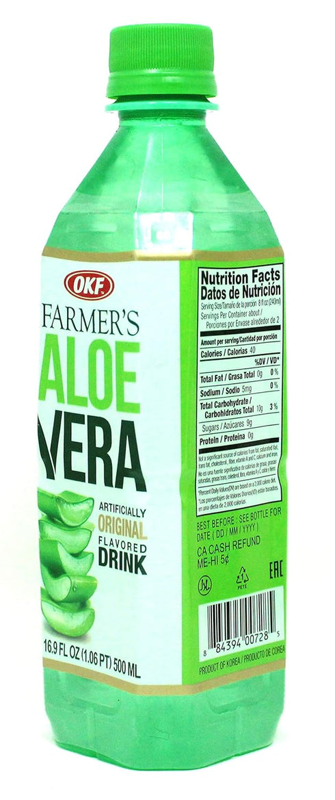16.9 (Pack 12) OKF Farmer's Aloe Vera Drink, Original, Fluid Ounce
