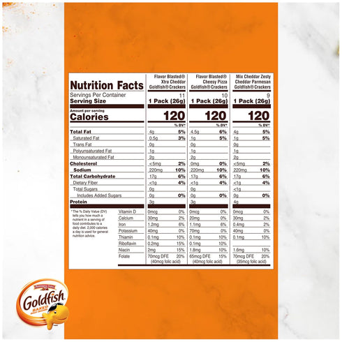 Pack 1 oz Packs, 30 Goldfish Bold Mix Variety Snack Crackers, Snack Ct Box