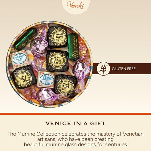 7.05 oz Venchi - Murrine Collection - Small Blue Hamper with Assorted Chocolates, Gift Idea for Birthday