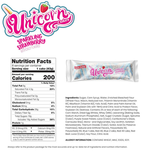 6 48 Little Debbie Unicorn Cakes, Boxes, Individually Wrapped Strawberry Cakes