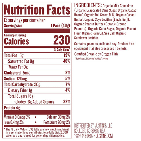 10 Count (Pack 12) Nut Butter, Milk Organic Chocolate Peanut Butter Cups