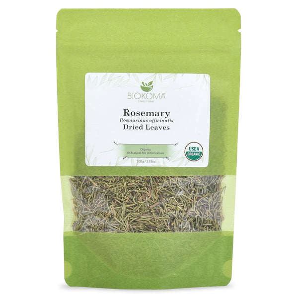 Biokoma Pure Organic Rosemary Dried Leaves, 100g (3.55oz), Resealable Moisture Proof Pouch, USDA Certified Organic.