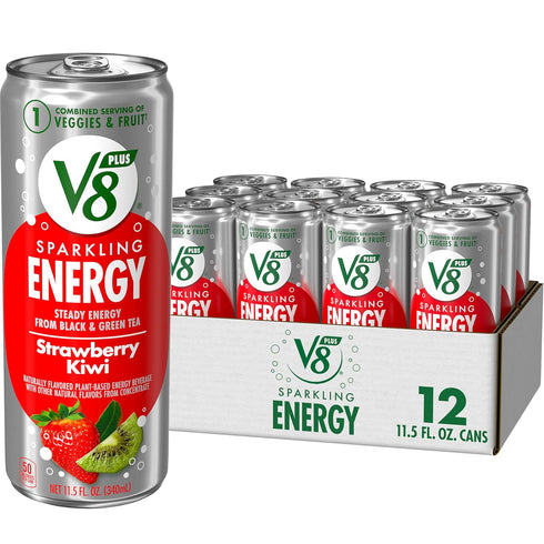 V8 +ENERGY V8 +SPARKLING ENERGY Strawberry Kiwi Energy Drink, Made With Real Vegetable And