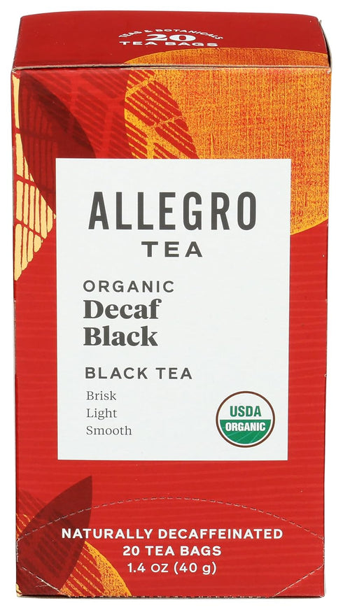 Allegro Coffee Allegro Tea, Organic Decaf Black Tea Bags, 20 ct