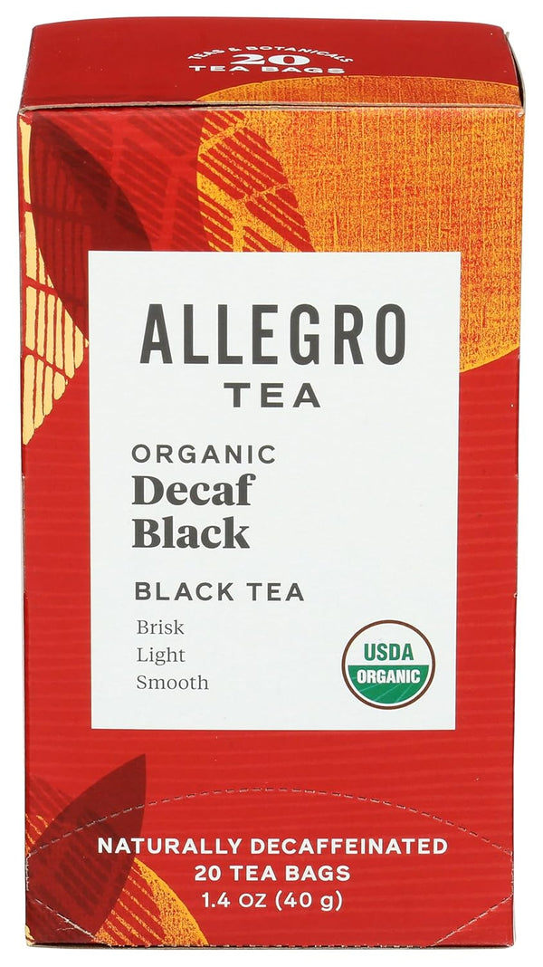 Allegro Coffee Allegro Tea, Organic Decaf Black Tea Bags, 20 ct