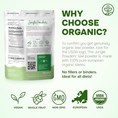5 3rd Jungle Powders Organic Kiwi Fruit Powder Ounce Bag Freeze Dried Kiwi Organic Smoothie Party Lab Tested Kiwis No