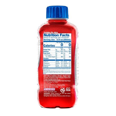 21 Oz (Pack 12) Electrolit Zero, Electrolyte Beverage, Fruit Punch Splash, Fl bottle