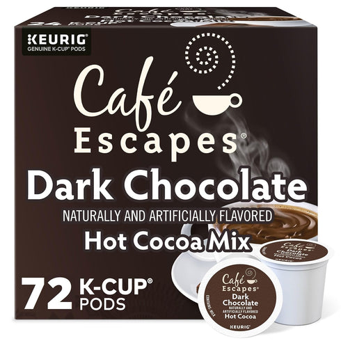 Cafe Escapes, Dark Chocolate Hot Cocoa, Single-Serve Keurig K-Cup Pods, 72 Count