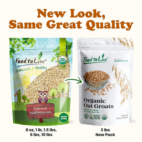 6 100% Food to Live Organic Steel Cut Oats, Pounds Whole Grain Irish Oats, Quick Cooking Oatmeal, Non-GMO Cereal
