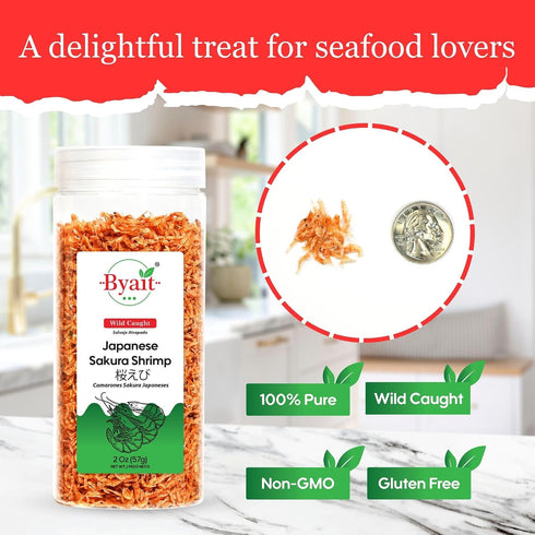 (4 oz 2 oz) Byait Bundle Dried Japanese Sakura Shrimp