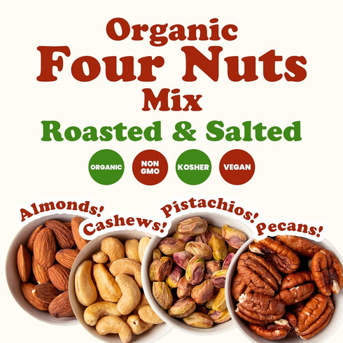 8 Food to Live Organic Four Nuts Mix, Ounces A Blend of Dry Roasted Pistachios, Almonds, Pecans, Cashews, and Almonds