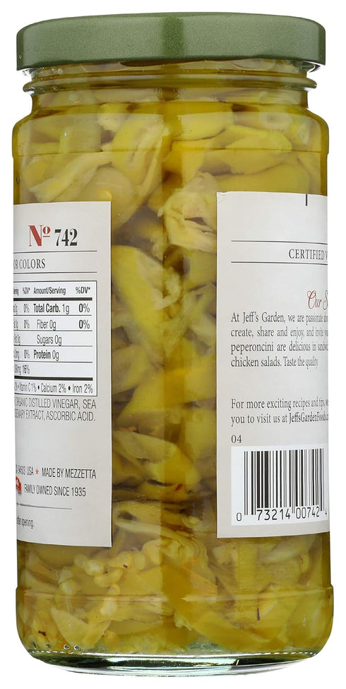 12 oz Jeff's Naturals Sliced Golden Greek Peperoncini