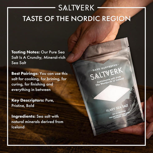 6 Oz Saltverk Sea Salt - Gourmet, Icelandic, Hand Harvested and Sustainably Made - Flaky