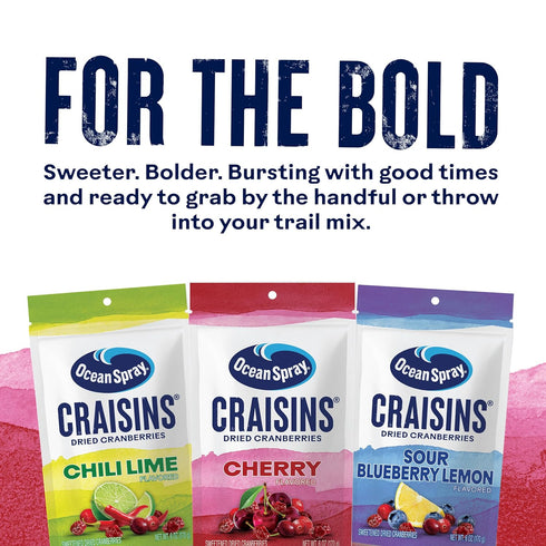 6oz Ocean Spray Craisins Sweetened Dried Cranberries, Cherry Flavored, Pouch