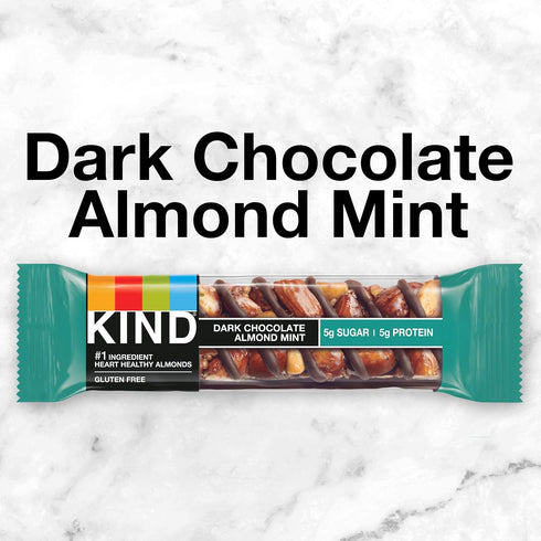 5g 12 Count KIND Nut Bars, Dark Chocolate Mint, Healthy Snacks, Gluten Free, Low Sugar, Protein