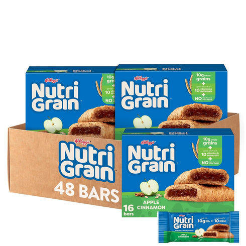 Nutri-Grain Breakfast Bars, Made with 10g Whole Grains, Snack Bars, Apple Cinnamon