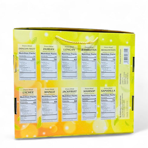 Pack 10 180 6.4 oz CHAVI Freeze Dried Exotic Tropical Fruits | of | Gift Box - No Added Sugars or Preservatives