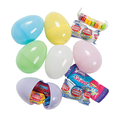 Fun Express Candy Filled Easter Eggs Bulk 24 Pack - Pre-Filled Plastic