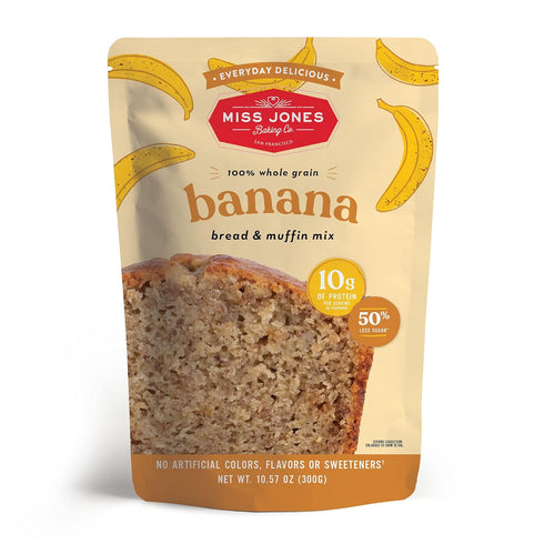 Miss Jones Baking Gluten Free Banana Bread & Muffin Mix: 50% Lower Sugar, Naturally Sweetened, 10.57 Ounce