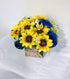 Sweet Home Deco Silk Sunflower Rose Babysbreath Wedding Bouquet in Yellow/Blue - Bridal and Bridesmaid Arrangement