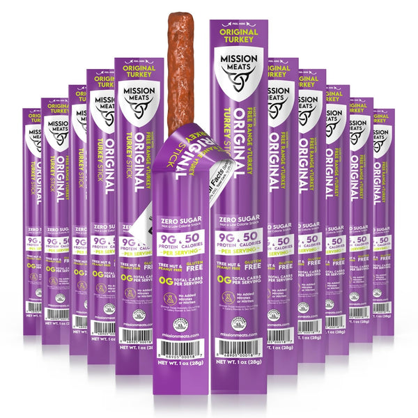 Mission Meats Turkey Sticks, 100% Free Range Turkey Jerky, Zero Sugar, Delicious