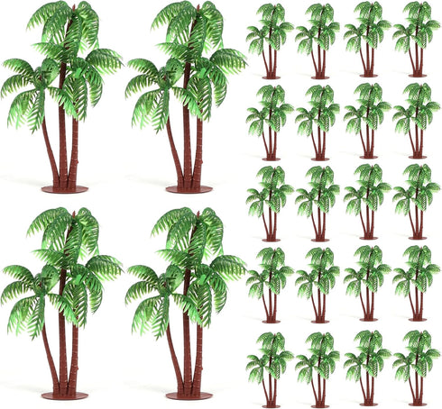 Gyufise 10 Pieces Plastic Green Palm Tree Coconuts Cupcake Toppers, Miniature Figurines for Cake Decorations