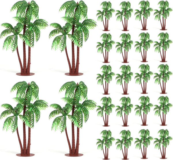 Gyufise 10 Pieces Plastic Green Palm Tree Coconuts Cupcake Toppers, Miniature Figurines for Cake Decorations
