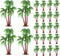 Gyufise 10 Pieces Plastic Green Palm Tree Coconuts Cupcake Toppers, Miniature Figurines for Cake Decorations