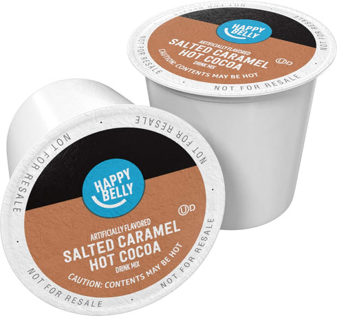 2.0 24 Count (Pack 2) Amazon Brand - Happy Belly Hot Cocoa Pods Compatible with K-Cup Brewers, Salted Caramel Flavored