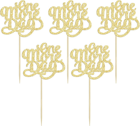 Ephlyn 30Pcs Countdown One More Day Cupcake Toppers Glitter Wedding Rehearsal Dinner Cupcake Picks Decoration