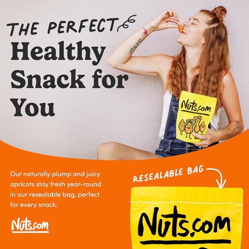 2 Nuts.com Dried Apricots Turkish No Sugar Added, Healthy Fruit Snack for Adults & Kids Naturally Plump & Juicy, Good