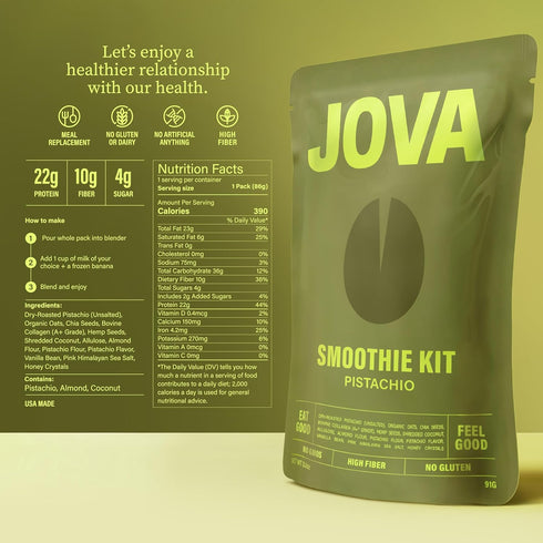 1 22g+ 6-Pack JOVA Smoothie Variety Kit (Peanut Butter, Pistachio & Double Chocolate) Nutritious, Delicious & Ready