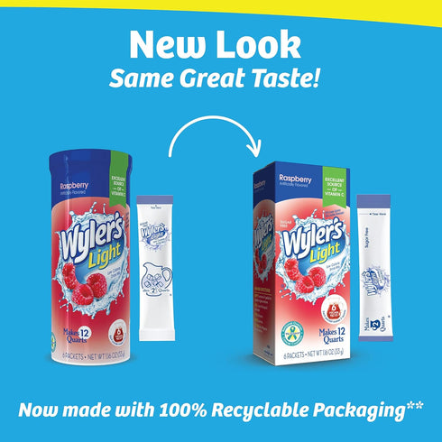 Packs, 6 (36 Packets) Wyler's Light Pitcher Water Drink Mix, Raspberry, Boxes Pitcher
