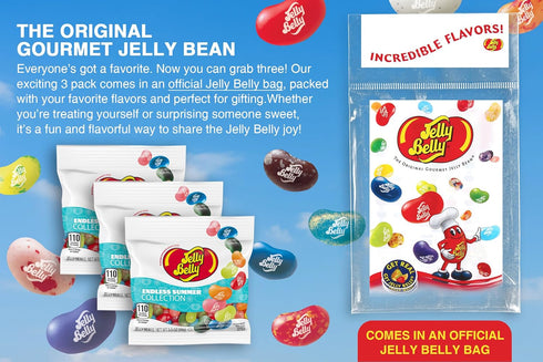 Summer 3.5 oz Pack 3 Jelly Belly Endless Jelly Bean Collection, Grab & Go Bags - of sold in Jelly Belly Bag