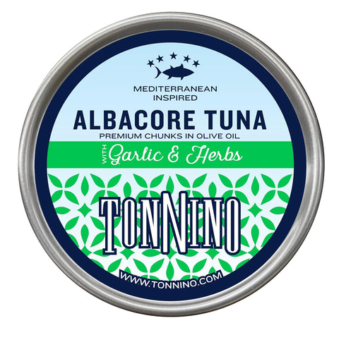 Tonnino Tuna Fish Albacore - Premium chunk in olive oil with Garlic