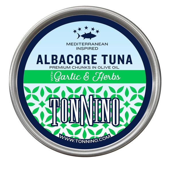 Tonnino Tuna Fish Albacore - Premium chunk in olive oil with Garlic