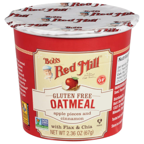 2.36 (Pack 12) Bob's Red Mill GF Oatmeal Cup, Apple & Cinnamon, Ounce Cup of - Non-GMO, Whole Grain, Kosher