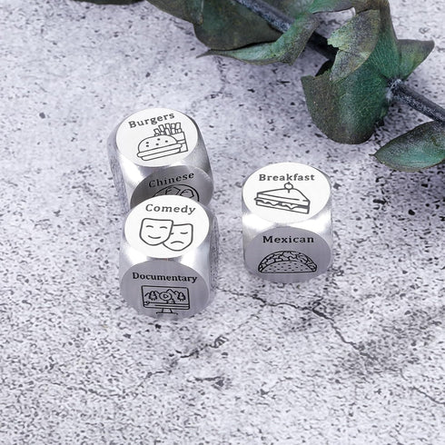Valentines Day Gifts for Her Women, Anniversary Dice Gifts for Her Him Couples Date Night Food Movie Dice Decider Wife