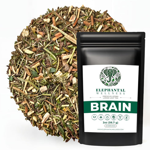 Elephantal Wellness Premium Brain Herbal Tea | Nootropic Focus & Mental Clarity with Ginkgo,