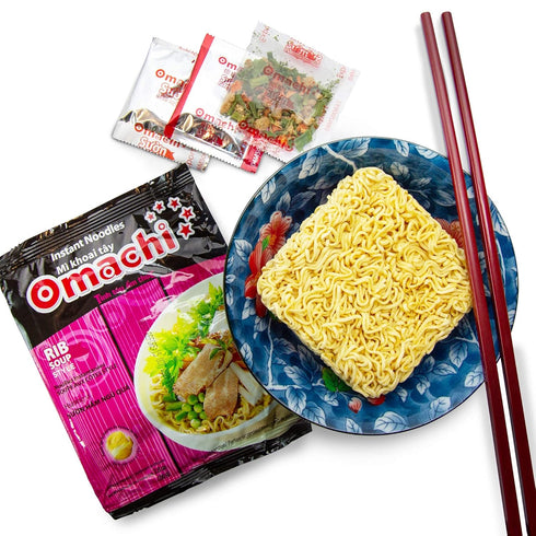 Pack 30) OMACHI Golden Potato Noodles - Beef ,Pork, Shrimp Flavors - Made with Natural Ingredients (Braised Pork Rib
