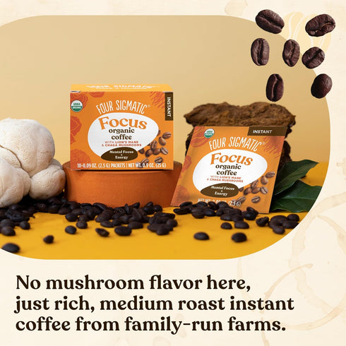 Pack 3 (30 Packets Four Sigmatic Mushroom Mix Coffee Lion's Mane | Focus | of Total)