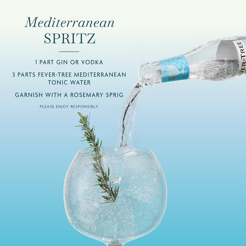 6.8 oz Pack 24 Fever-Tree Mediterranean Tonic Water Premium Mixer for Cocktails and Mocktails, fl Bottles, of Naturally