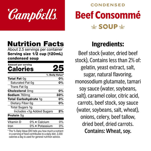Consomme 10.5 oz (12 Pack) Campbell's Condensed Beef Soup, Can
