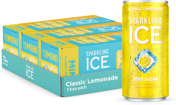 Sparkling Ice Classic Lemonade Sparkling Water, with Antioxidants and Vitamins, Zero Sugar,