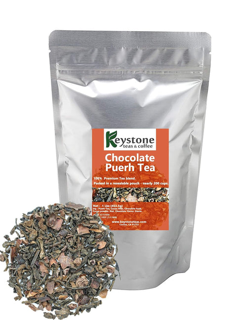 Chocolate Puerh Loose Leaf Tea, Natural Ingredients: Pu erh tea, Cocoa Nibs