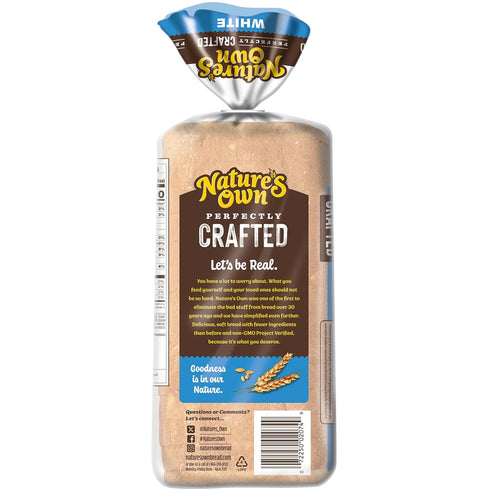 22 oz Nature's Own Perfectly Crafted White Bread, Thick Sliced Non-GMO Sandwich Bread, Loaf