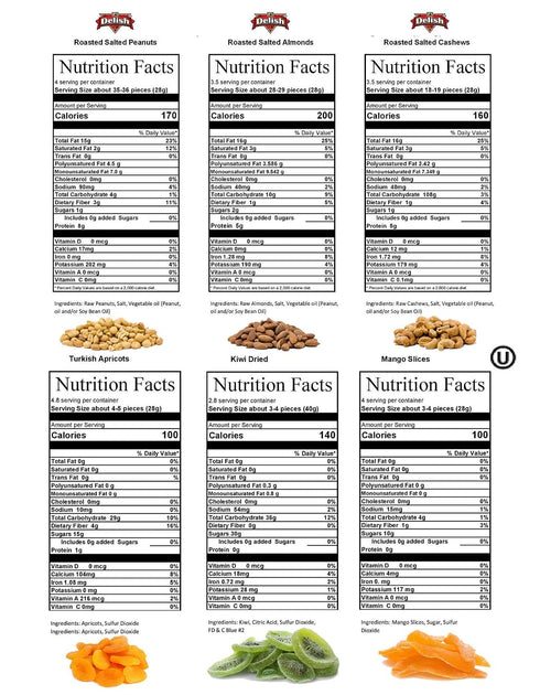6-Pt Gourmet Salted Nuts & Dried Fruit Assortment Gift Tray by It's Delish Gift Box for Christmas, New Year Events