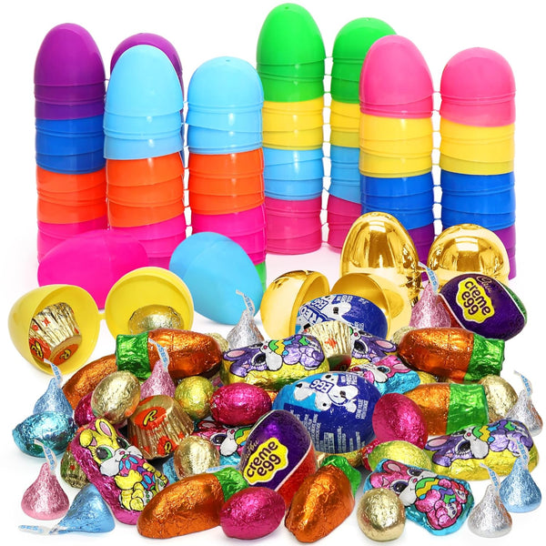 Easter Candy with Fillable Plastic Eggs Bundle - Bulk Pack Of 52
