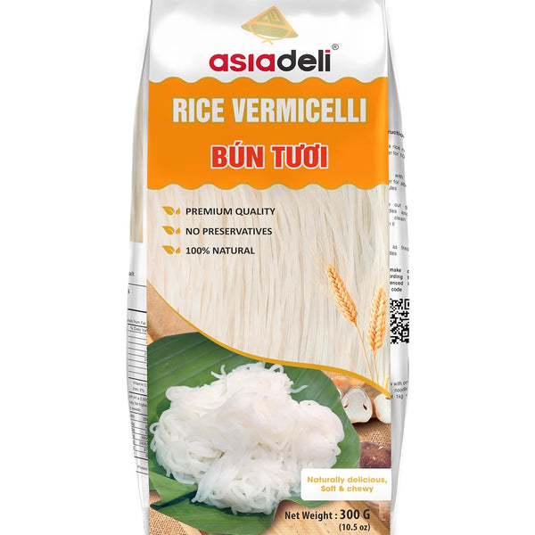 Asiadeli Rice Vermicelli, Premium Rice Noodles, Vietnamese Bun Tuoi for Asian Food